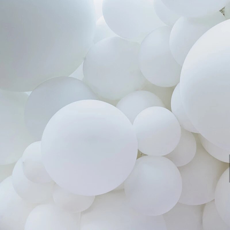 5 " 10 " 12 " 18 " 36 "mat, rene hvide balloner, rund hvid kunstform, bryllupsdekoration, fødselsdagsfest, latexballoner, heliumkugle