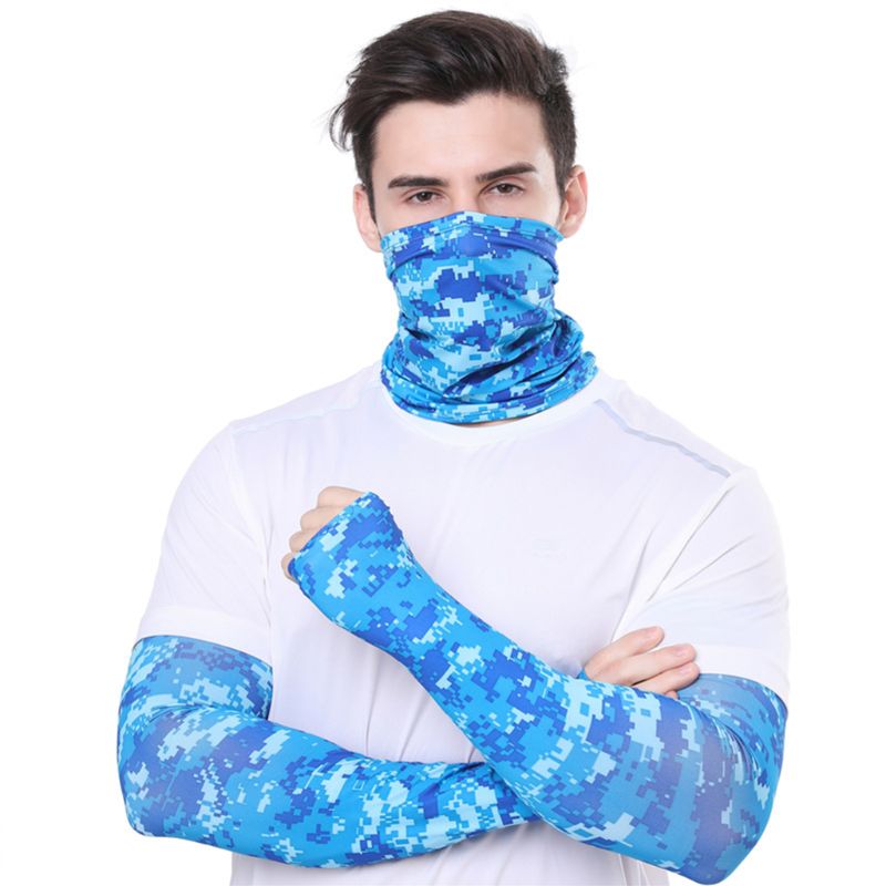 2 in 1 arm ærmer hals gamacher sæt camouflage cykling bandana ansigtsmaske handsker  lx9e: Cb