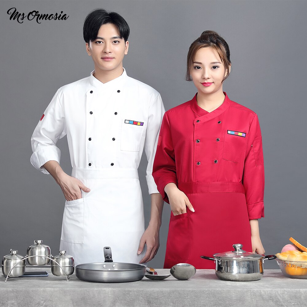 breathable unisex casual chef jacket flag kitchen catering restaurant service work uniform embroidery