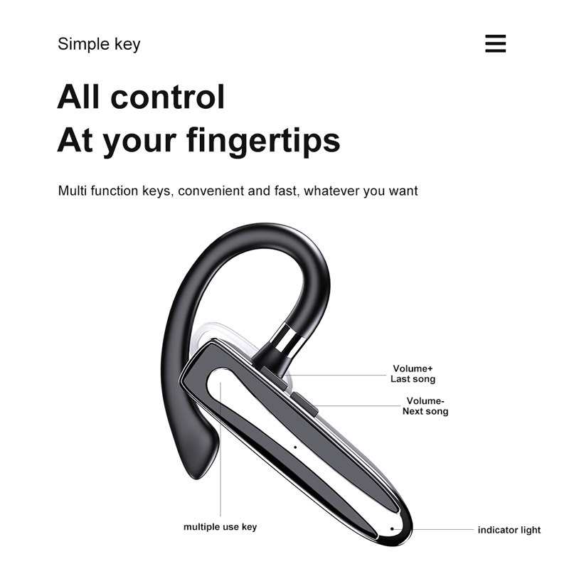 EARDECO EarHook Bluetooth 5.1 Headphones Wireless Earphones Waterproof Sport Single Headset with Microphone Charging Case