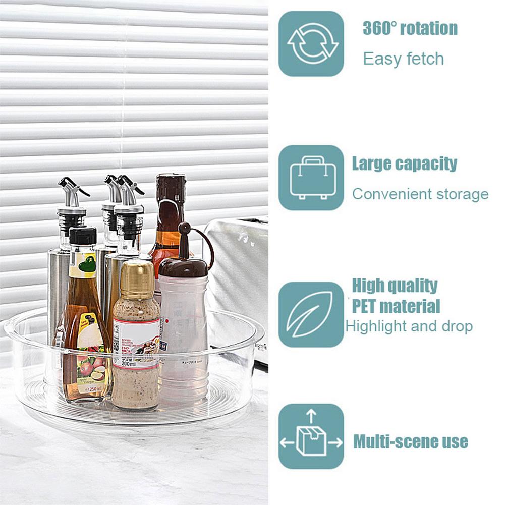 360 Degree Rotating Lazy Susan Turntable 30cm Diameter Kitchen Organizer For Bottles Cans Seasoning Bags Baking Supplies