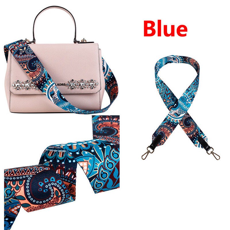 Nylon Farbigen Gürtel Taschen Gurt Zubehör für Frauen Regenbogen Einstellbare Schulter Aufhänger Handtasche Riemen Dekorative kette tasche: Blau