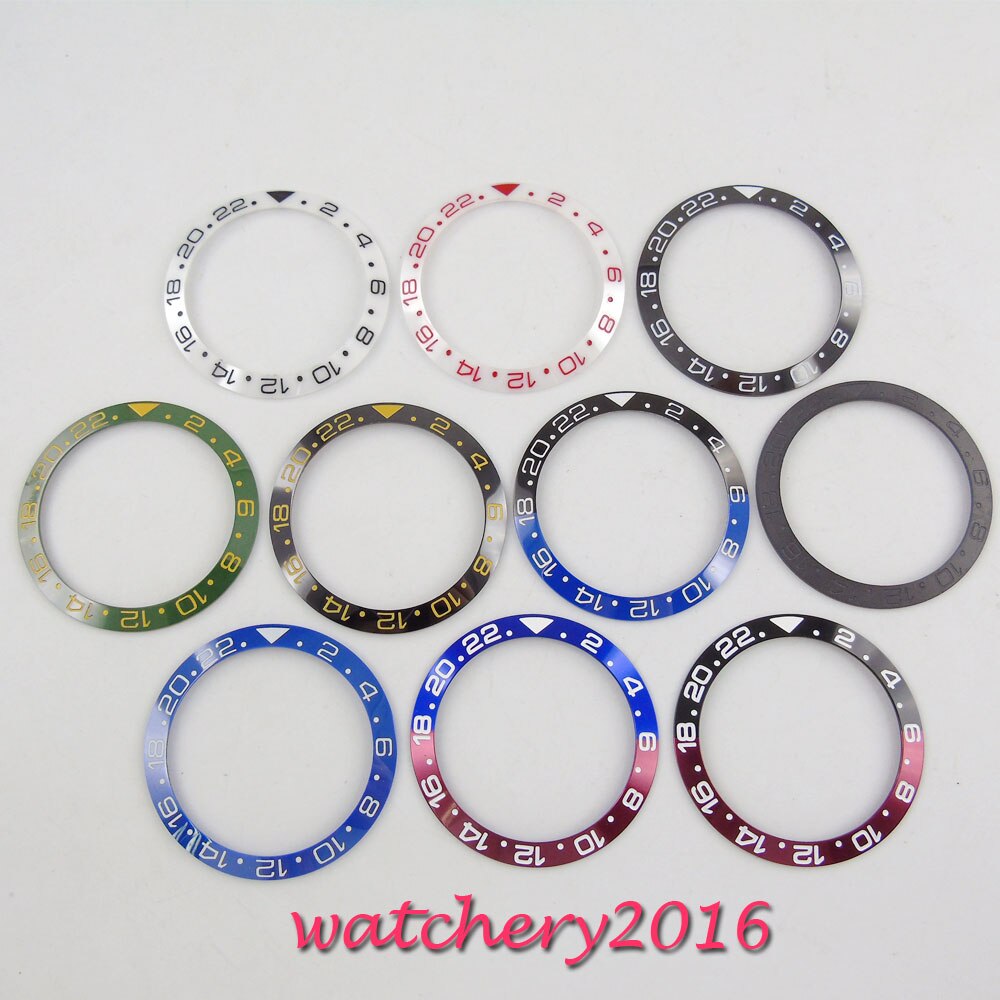 38mm Red Black Blue Green Ceramic / Titanium Bezel Insert Fit GMT Automatic Watch