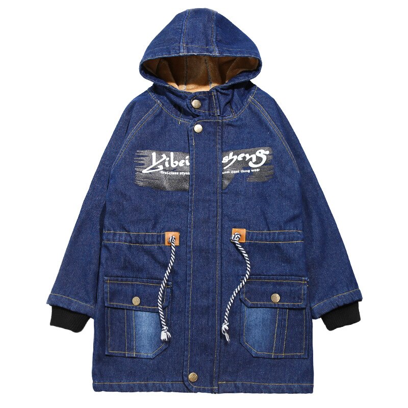 Manteau d'hiver pour garçons, style coréen pour adolescents, manteaux pour enfants Cowboy Plus veste en velours, pour enfants de 5-14 ans, Parka