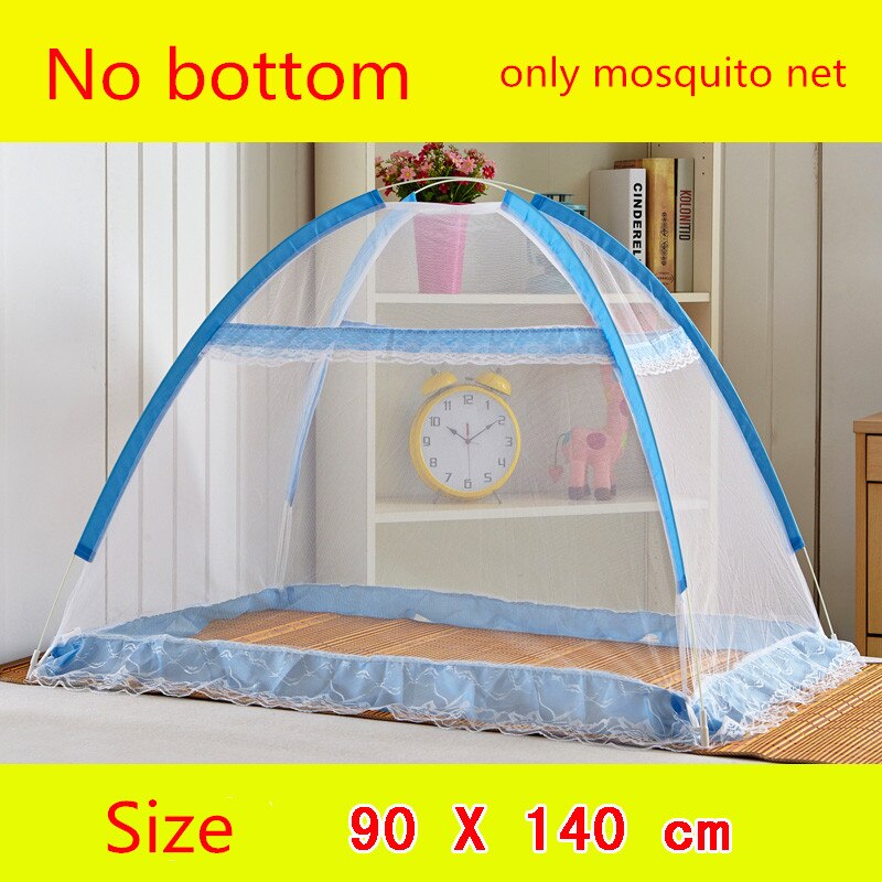 Sød baby krybbe net bærbar foldbar komfortabel baby mongolsk yurt myggenet baby seng telt myggenet: Blå 90 x 140cm
