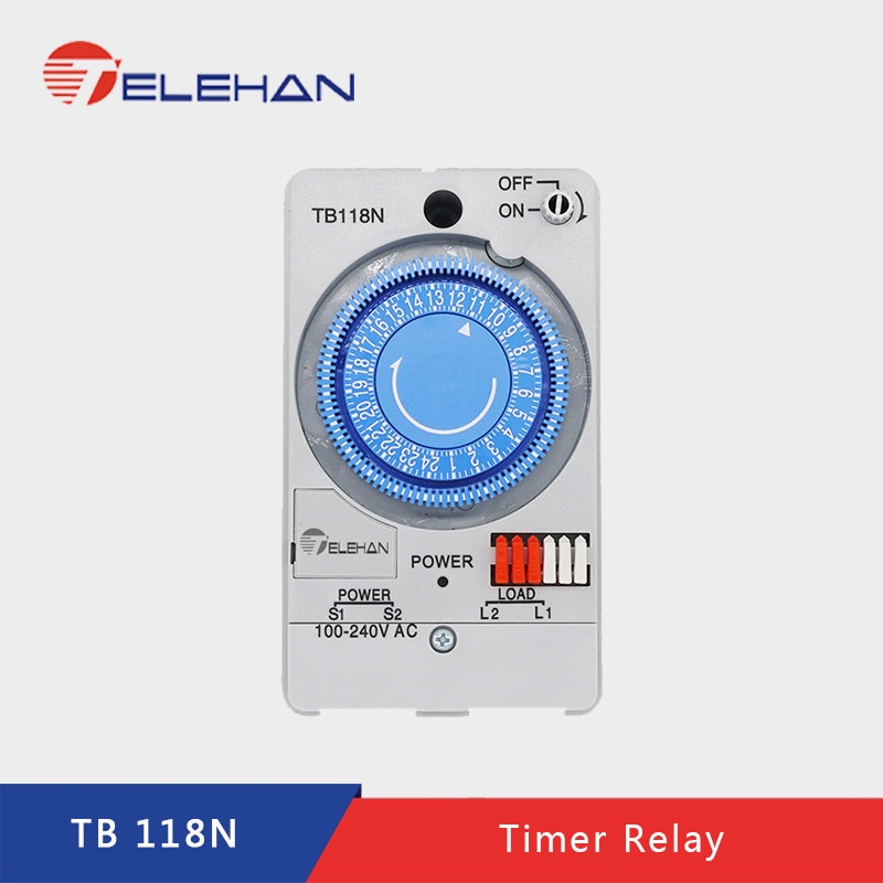 TELEHAN 24h Timer Relay, TB-118 24 hours Built-in rechargeable battery, 220V 24h timer switch, 24 hours mechanical timer