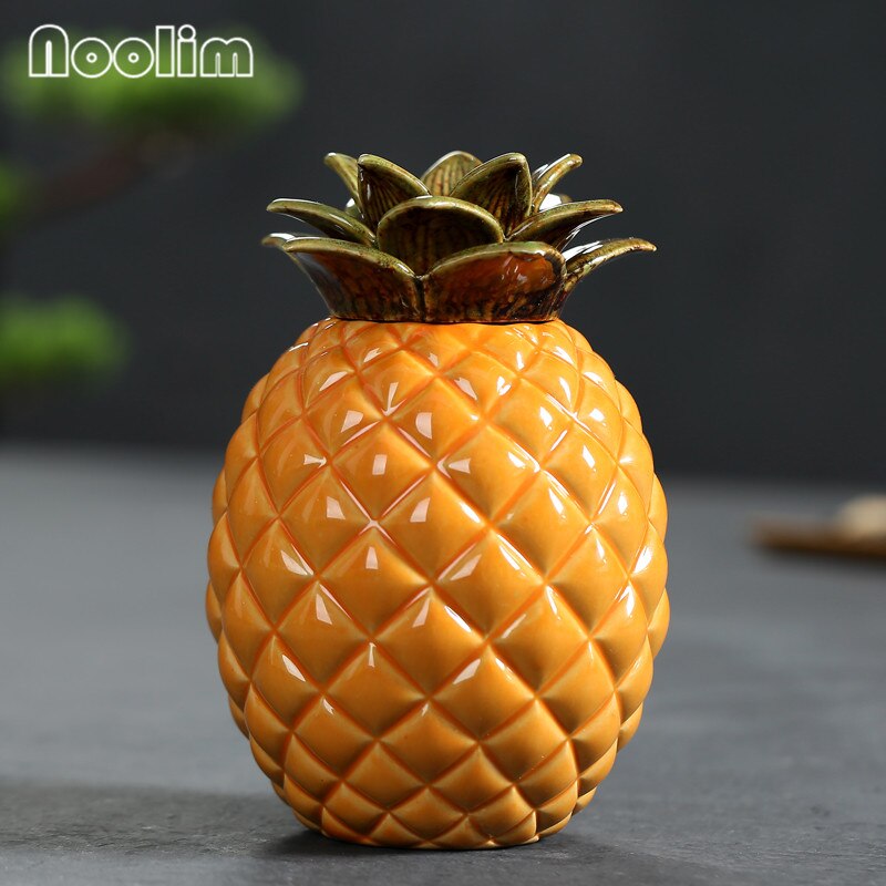 Kreative Ananas Tee Caddie Keramik Obst bilden Versiegelt Tee Blatt Lagerung Panzer Mini Pu'er Tee Kasten Teehaus Ornament: A