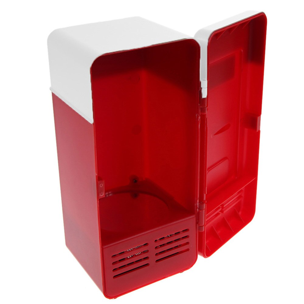 Desktop Mini Fridge USB Gadget Beverage Cans Cooler Warmer Refrigerator With Internal LED Light Car Use Mini Fridge