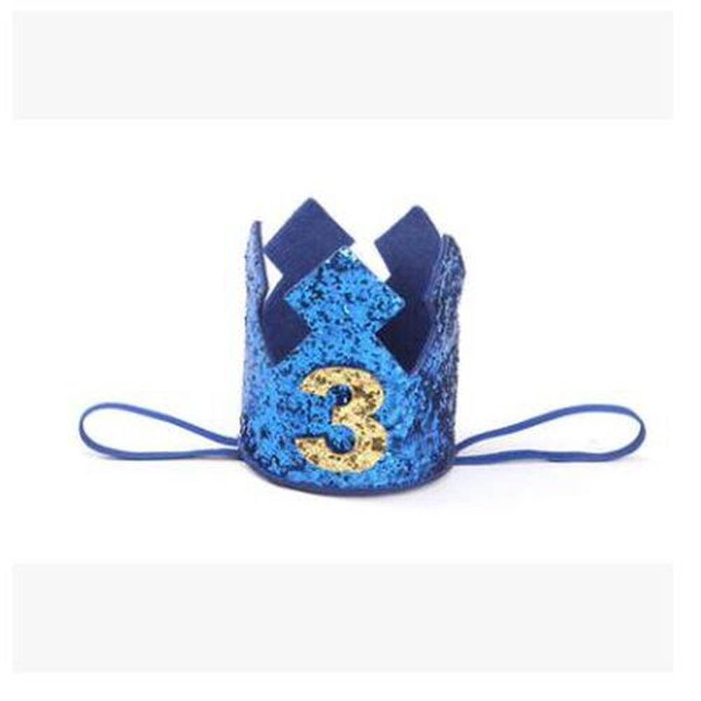 Glitter prins krona guld baby 1st 2nd 3rd år gammal födelsedag en pojke hatt baby shower födelsedagsfest dekoration foto rekvisita: B -3