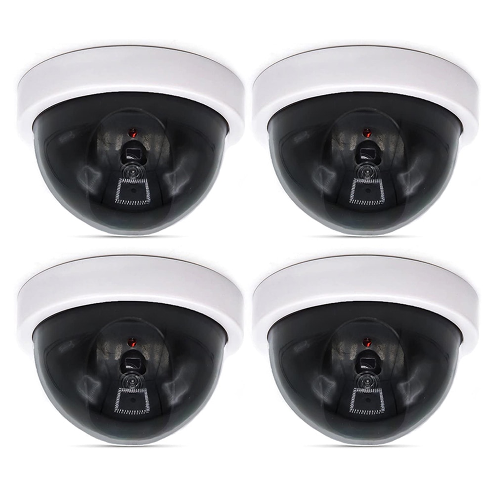 4 Pcs Dummy Beveiliging Cctv Dome Camera Met Knipperende Rode Led Light Sticker Decals DU55