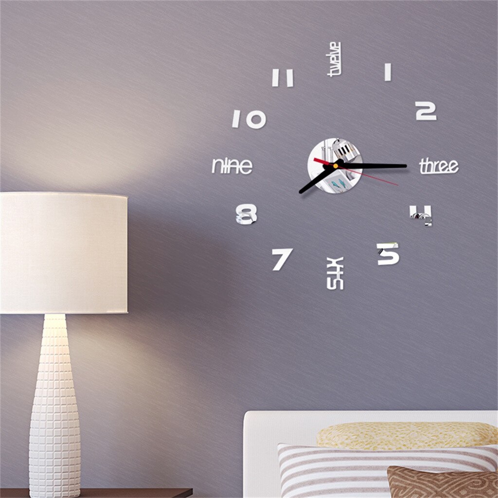 Offre spéciale 3d grand acrylique miroir horloge murale bricolage quartz montre nature morte horloges moderne décoration de la maison salon autocollants