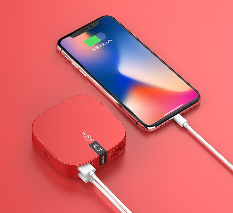 einzigartige 10000mAh Tragbare Mini Größe 3 eingang Doppel USB Ausgang Energie Bank Externe Batterie Energie Für Handy, Mobiltelefon telefon: rot