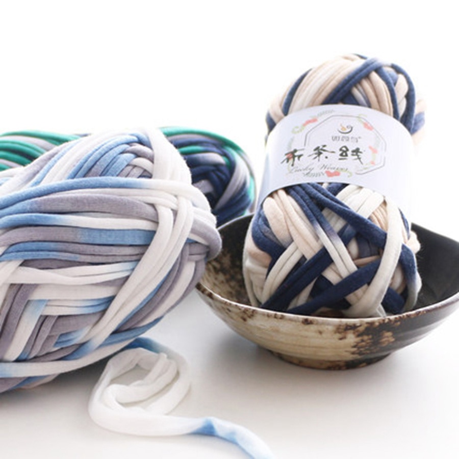 Virkgarn färgglad tyglinje mattstickningsgarn 100g/ st mjukvävd mattremsa påsar hemgarn för att sy babykuddar