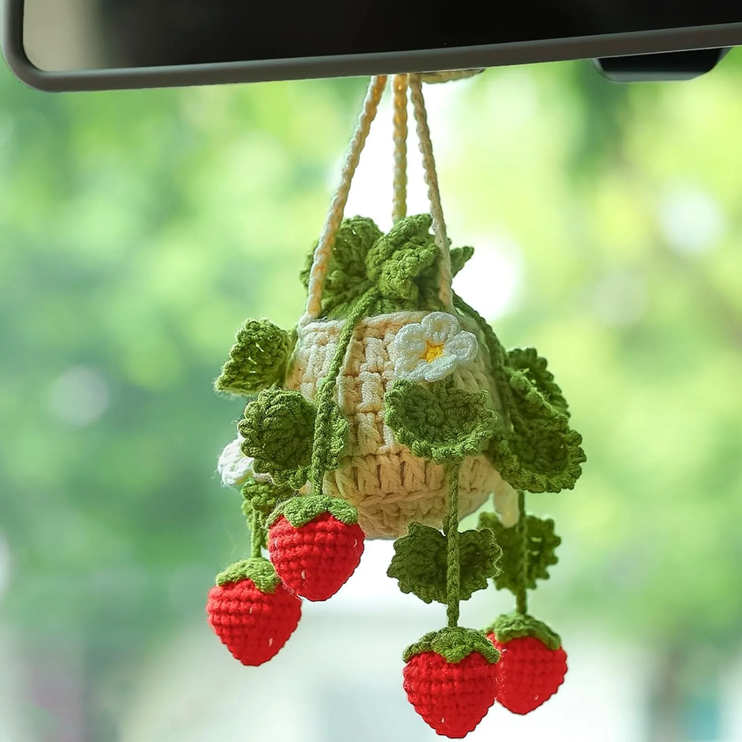 Auto Bloem Gehaakte Hangende Mand Creatieve Auto Spiegel Opknoping Accessoires Home Decor: Licht Groen
