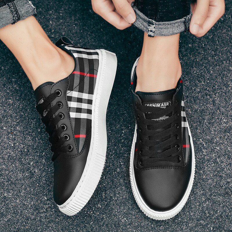 Skate Shoes Men's Low-Top Autumn Classic Plaid Single-Layer Shoes Korean Student White Shoes Men's Shoes sneakers