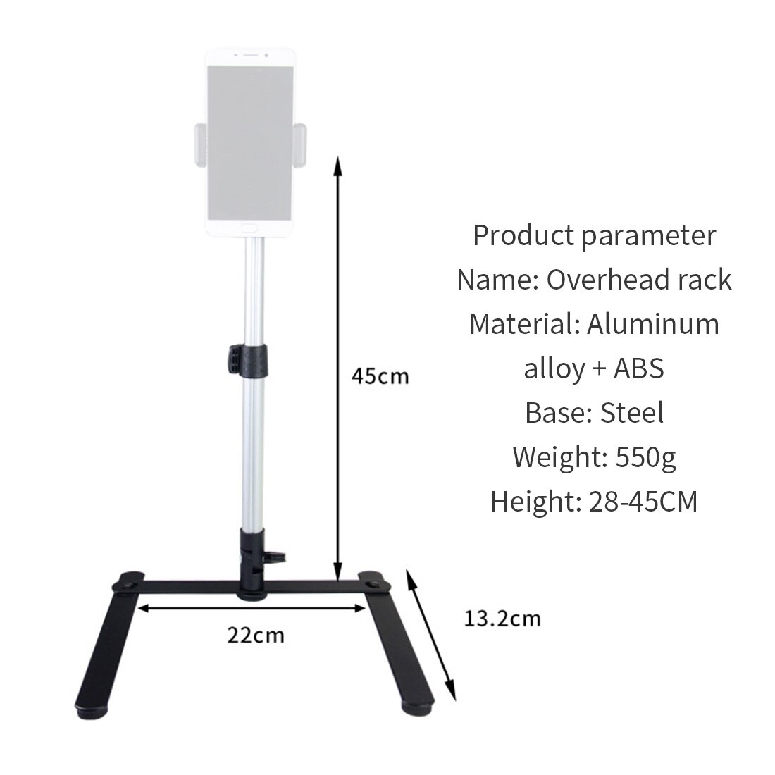 Fill Light Table Tripod for Phone Holder Desktop Shooting Bracket Rotatable Rack Overhead Stand for Vlog Cooking Teacher Studio: Thickened Aluminum