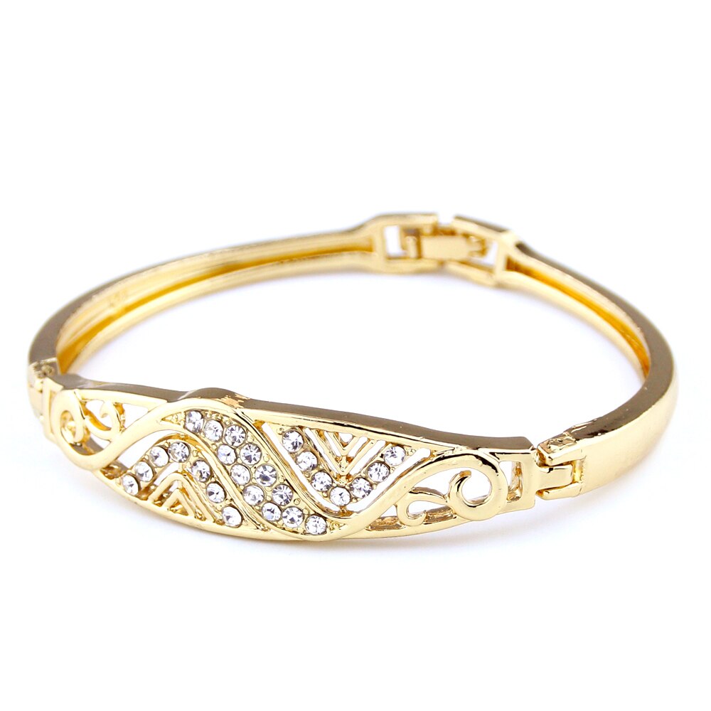 online shopping india 18K Real Gold Plated friendship bangle Hollow twill women bracelet wedding decoration HBZ 2