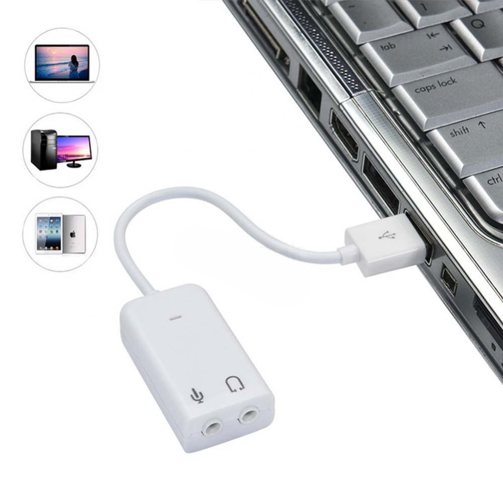 Portable usb sound card adapter with , 3d- virtual network audio song channels and cable