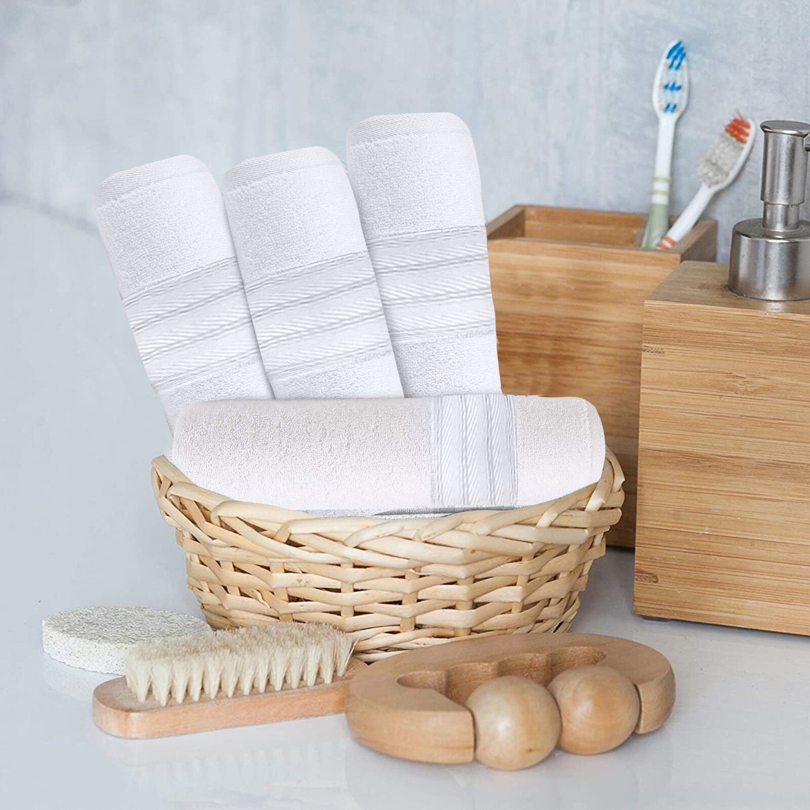 Premium 100% Cotton Towels Soft and Absorbent 4PC Home Textile Towel Women Robes Bath Wearable Nightwear Sleeping