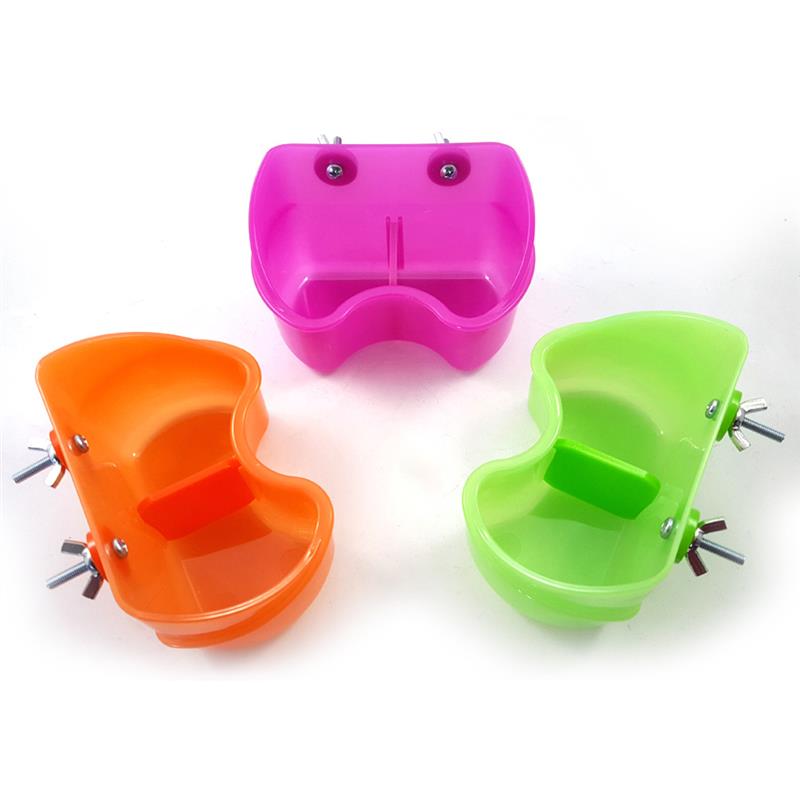 Papegaaienvoerbak, plastic vogelkooikom, platte bodem, voerbak, hangende drinkbak, gereedschap, papegaaienvoerbak met schroef