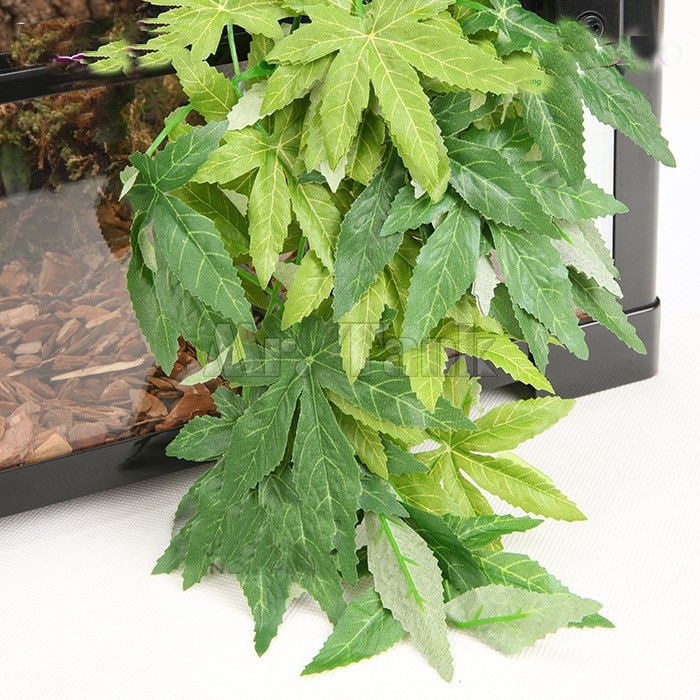 Mr.tank kunstigt krybdyr blade vinstok hængende silke terrariumplanter med sugekop til firben slanger skildpadde