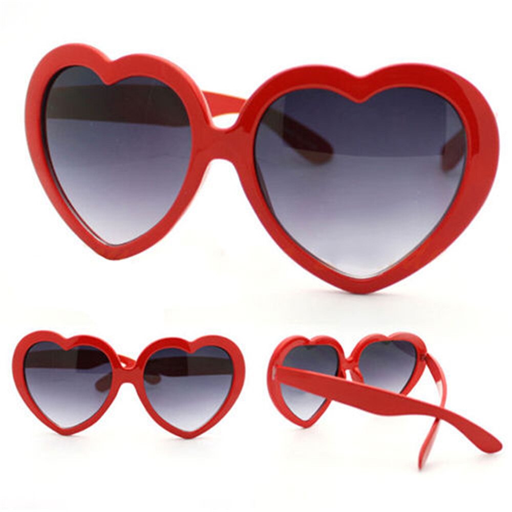 Sjove hjerteformede solbriller kvinder sommer retro kærlighed hjerteform solbriller damer shopping solbriller driverbriller: Rød