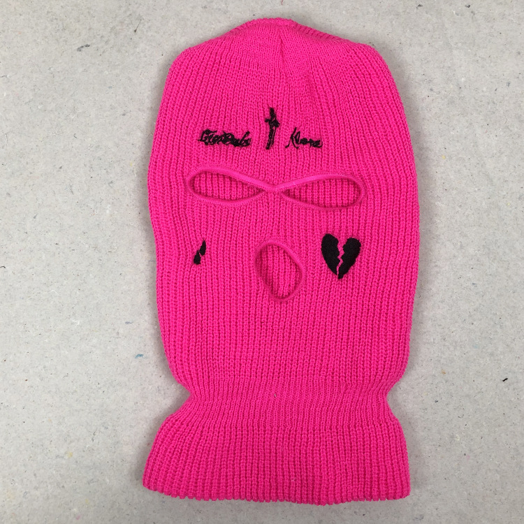 Gorro de pasamontañas con cara completa de punto para hombre y mujer, gorro de pasamontañas con bordado divertido para , gorros para montar, invierno,: 2