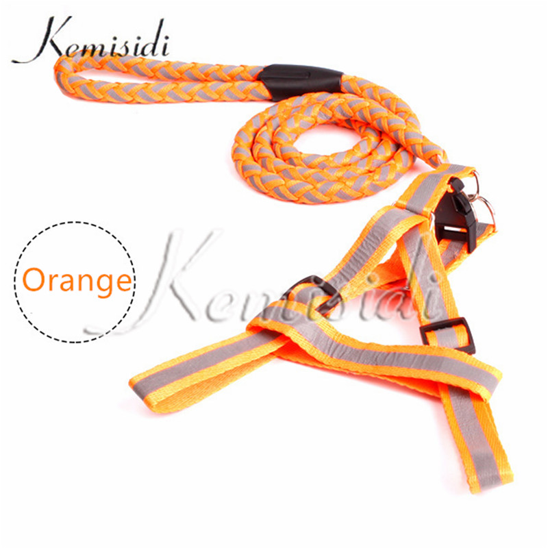 Kemisidi Reflecterende Knit Trekkabel Duurzaam Voor Huisdieren Hond Keten Borstband Supplies S, m, L Maat: orange / 12x1200mm