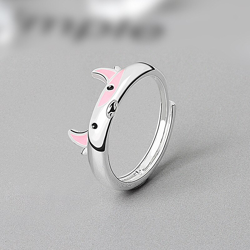 Zilver Kleur Kat Oor Vinger Ring Open Leuke Mode-sieraden Ring Voor Vrouwen Jong Meisje Kind Verstelbare Ring: cow pink