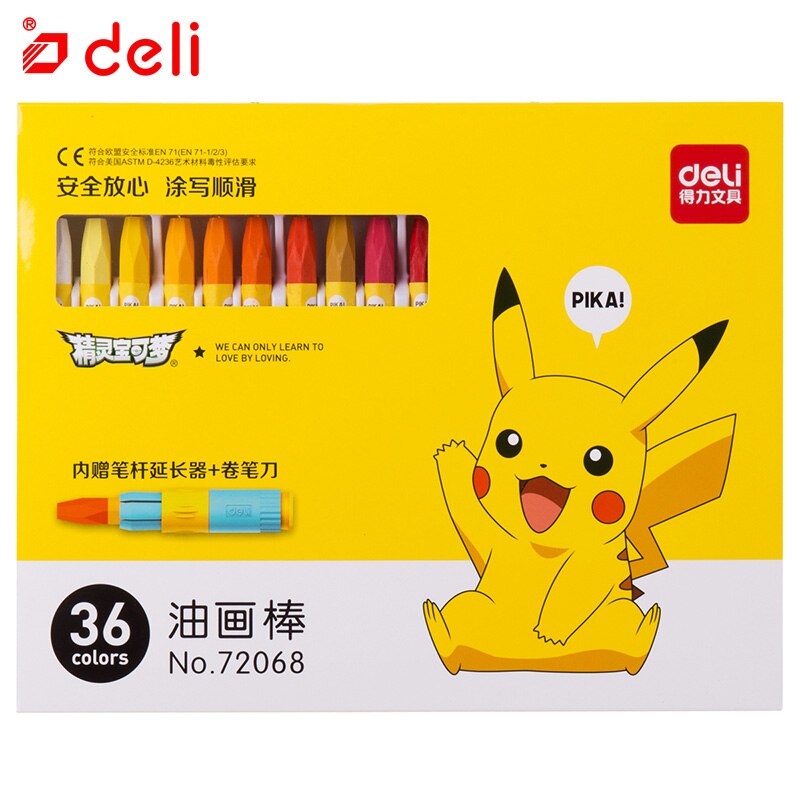 Deli Wax Crayon Kids Oil Painting Stick Candy Color Oil Pastel Crayon Child Safety Non-toxic Pastel 8/12/24/36/48 Colors Per Box: 72068 36color