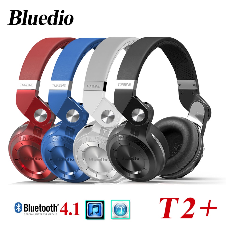 Bluedio T2 + Bluetooth Hoofdtelefoon Over-Ear Draadloze Opvouwbare Hoofdtelefoon met Mic BT 5.0 FM Radio Sd-kaart Headset