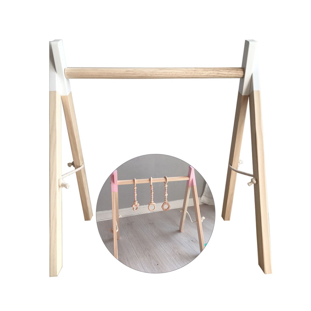 Jouet de gymnastique nordique pour bébés | Jouet avec anneau, cadre en bois, porte-vêtements, , décor pour chambre d'enfants A10