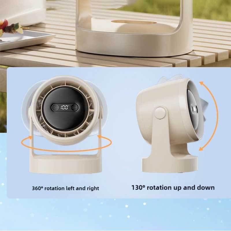 12000mAH Convenient Camping Fan 100 Speed Bladeless Electric Fan USB Mini Electric Fan Desktop Mute Cooling Fan with LED Lights