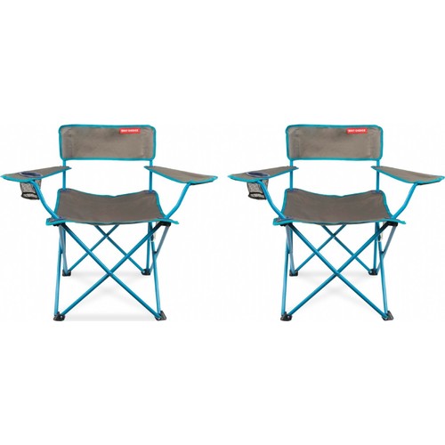 2 stykker camping strandstol quik stol bærbar sammenklappelig stol med armlæn kopholder med bære- og opbevaringspose