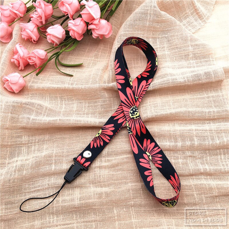 Cordón de flores, correa de cuello para llaves, tarjeta de identificación, correas de teléfono móvil para Huawei sujección de insignia y USB, cordón de cuerda para colgar DIY: blue