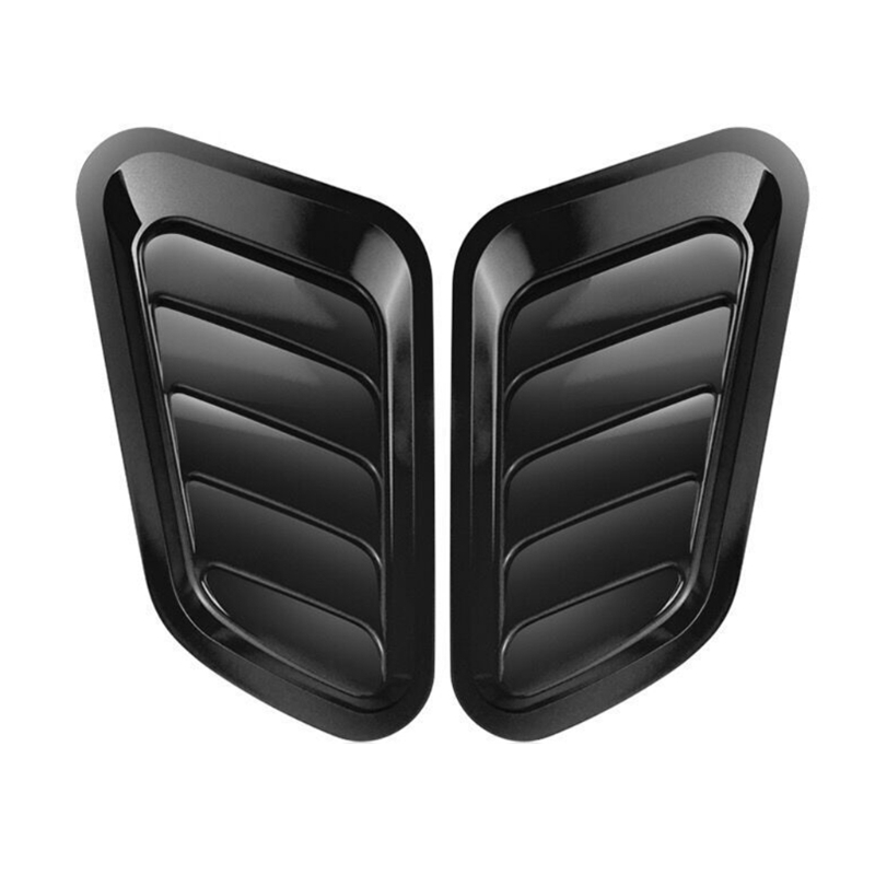 2pcs Hood Vents Air Flow Intake Scoop Turbo Bonnet Cover Car Decorative Cover: black