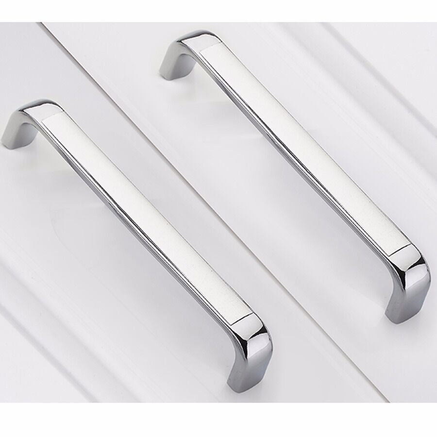 2 X Modern Pull Handle Kitchen Wardrobe Drawer Cupboard Cabinet Door Knob Chrome