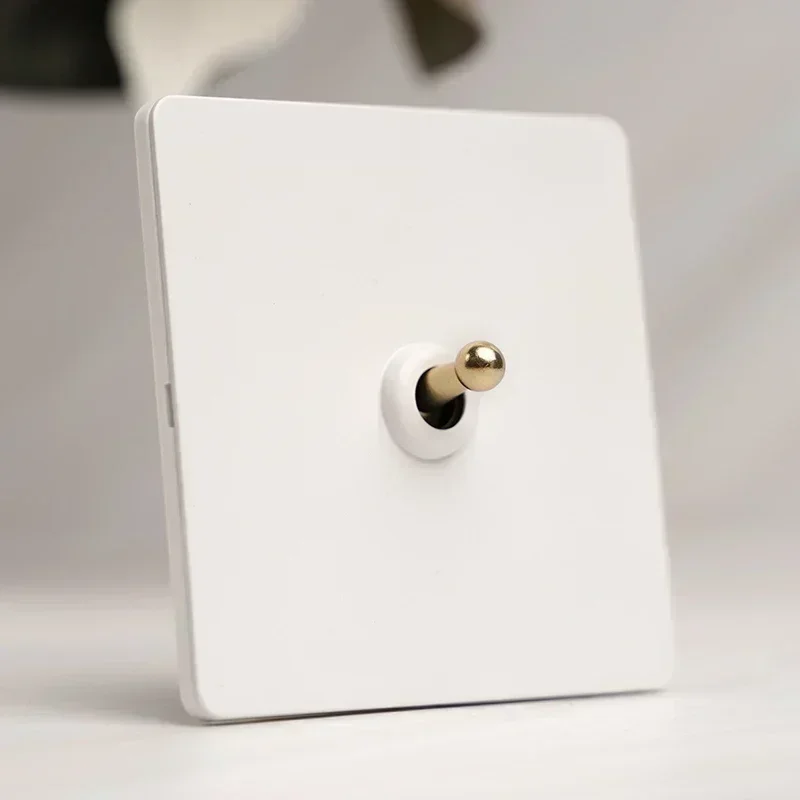 86 Type Retro White Wall Lamp Brass Lever Toggle Switch 1-4 Gang 2Way stainless steel EU FR UK Universal wall socket AC110-250V
