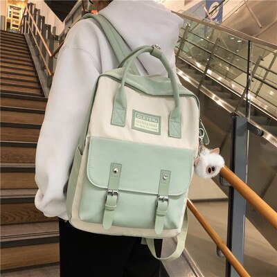 Imperméable à l'eau en nylon femmes sac à dos femme multifonctionnel loisirs sac collège étudiants sacs d'école femmes voyage sac à dos 0P09: Vert armée