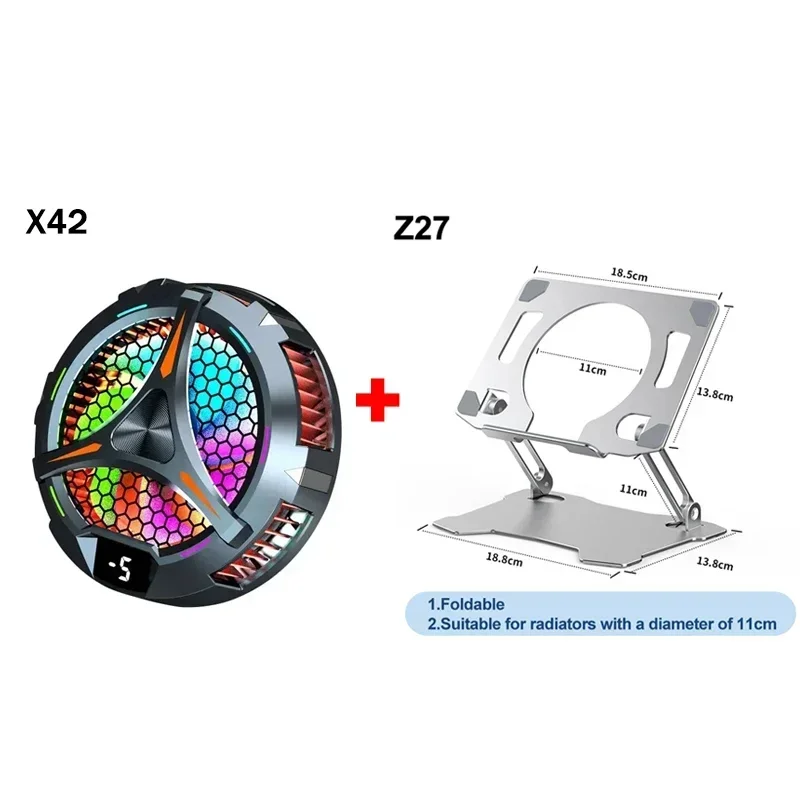 X42 PUBG Game Cooler Aluminum Alloy Semiconductor Magnetic Fast Cooling Fan Gaming Radiator for IPad Android Tablets Universal: Gold