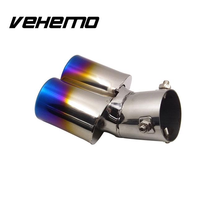 Car Vhielce Twins Curved Exhaust Tail Tip Pipe Muffler Silencer Stainless Steel