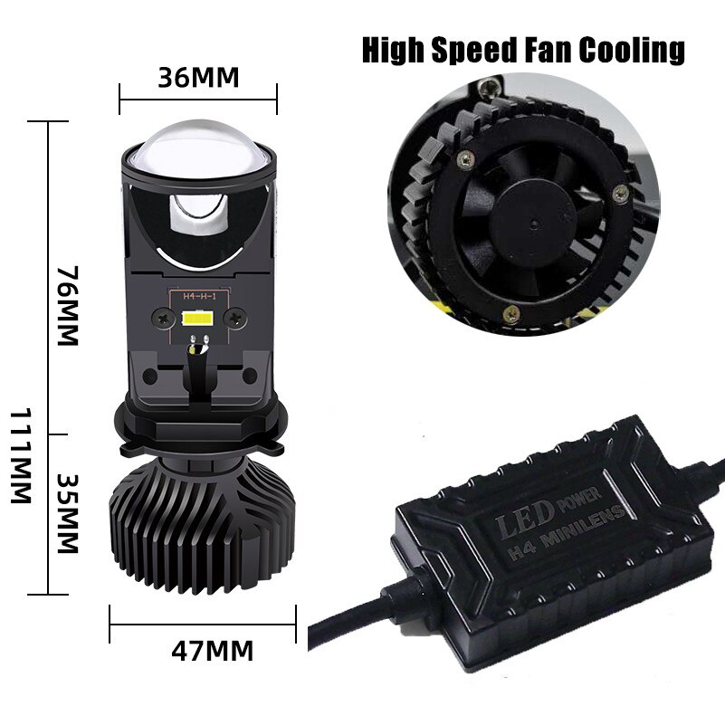 2X Canbus H4 Mini Projector H4 LED Headlight 20000LM Turbo Led lampada Motorcycle Car Lights Bulb lens 12V 24V Hi/Low Beam light
