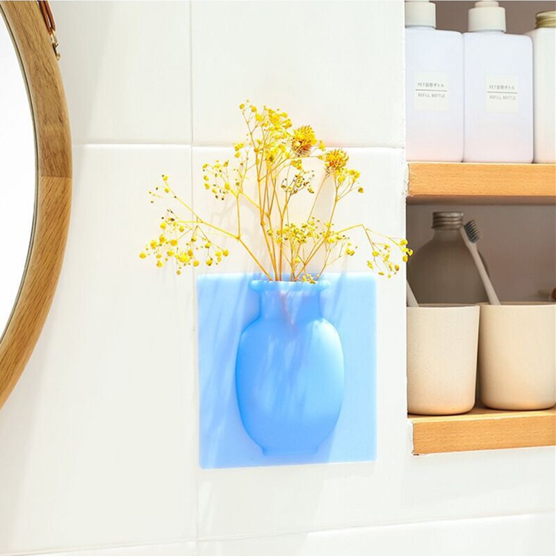 Evilto Siliconen Sticky Vaas Magic Rubber Bloem Plant Vazen Bloem Container Voor Kantoor Muur Vazen Decoratie Thuis