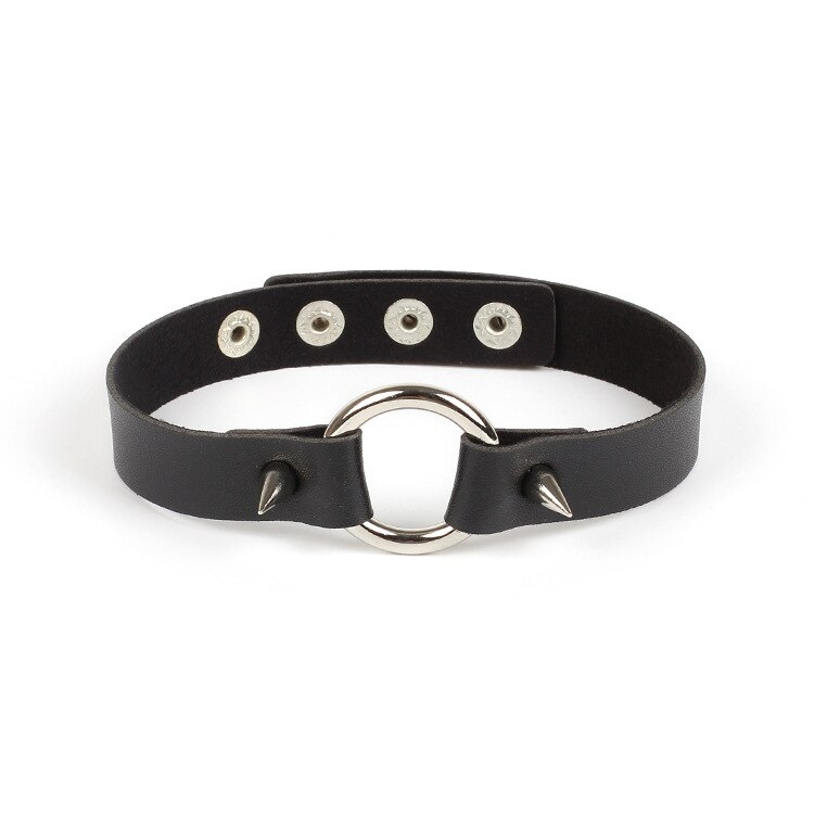 2021 styl Harajuku czarny punkowy Choker Choker damski geometryczny miłość skóra ciemny czarny naszyjnik obojczyka z pałąkiem na kark: Black-5