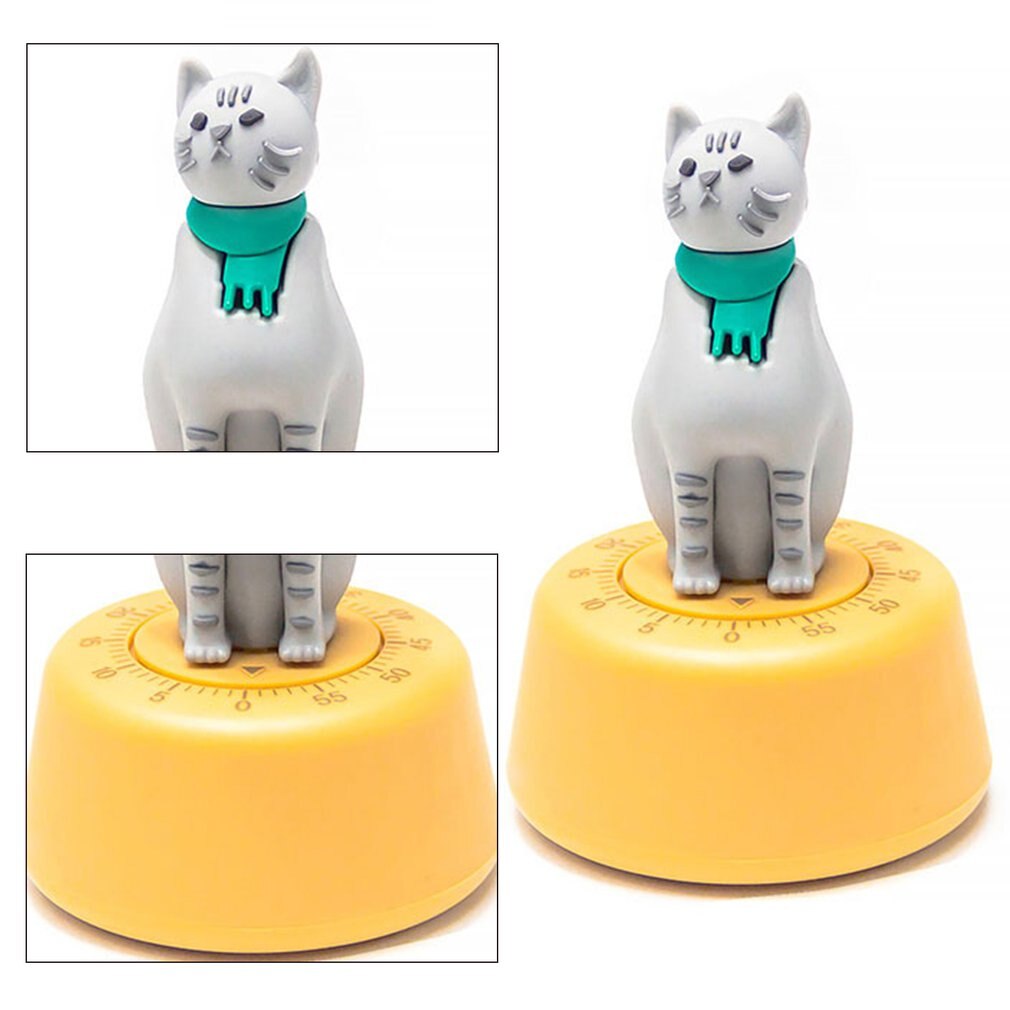 Lazy Cat Timer Lesson Time Manager Kitchen Timer Mechanical Reminder Cute Cartoon Timer Kitchen Tools