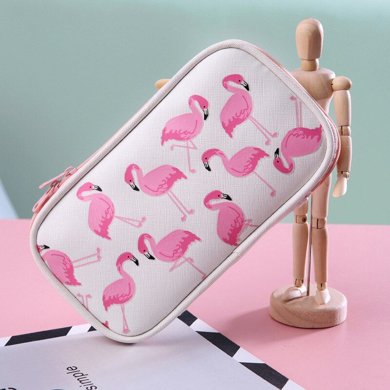 Flamingo Pencil Case Kawaii School Penal Pencilcase for Girls Cute Pen Case Bag PU Pencil Box Pouch School Stationery Supplies