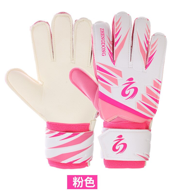 Teenager/Adult with Finger Guard Wear-Resistant Anti-slip Thick Pu Latex Football Goalkeeper Gloves: Pink white / size 8 18-19CM