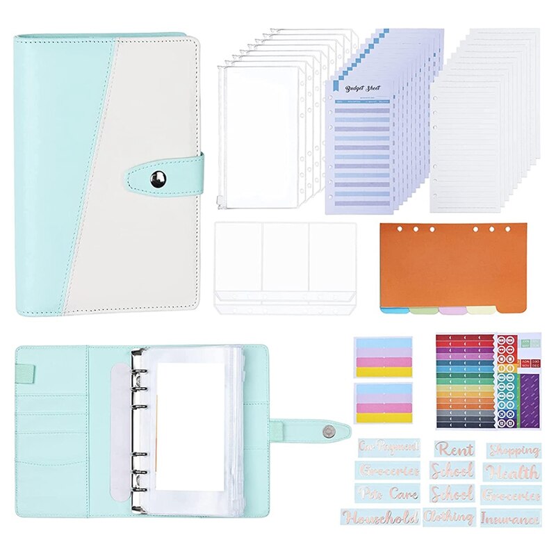 6 Holes Loose-Leaf Notebook, A6 Binder Budget Notebook Ring Binder Binder for Schools, Offices, Travel and Families: Green