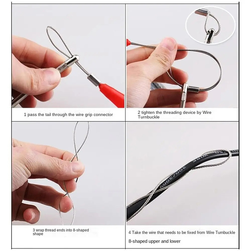 Guide de filetage automatique pour électricien, tête de connecteur, Guide de filetage, câble métallique, enfileur élastique, extracteur de câble, accessoires pour la réparation