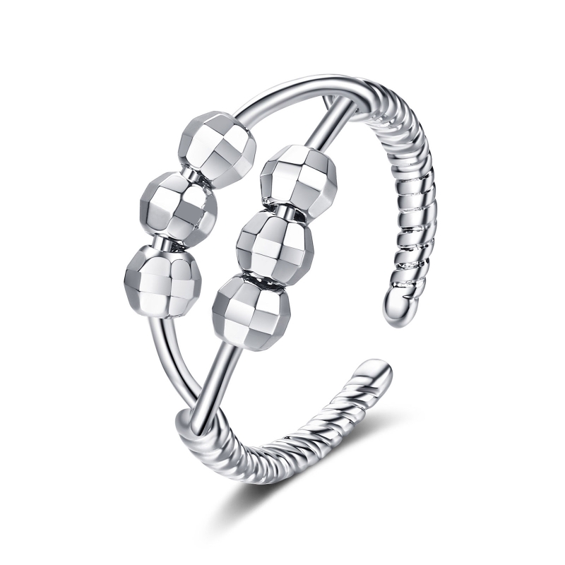 Angst ring kvinder mænd runner fidget angst ring med perle bekymring stress relief smykker justerbar stable ring: C1-9.3mm